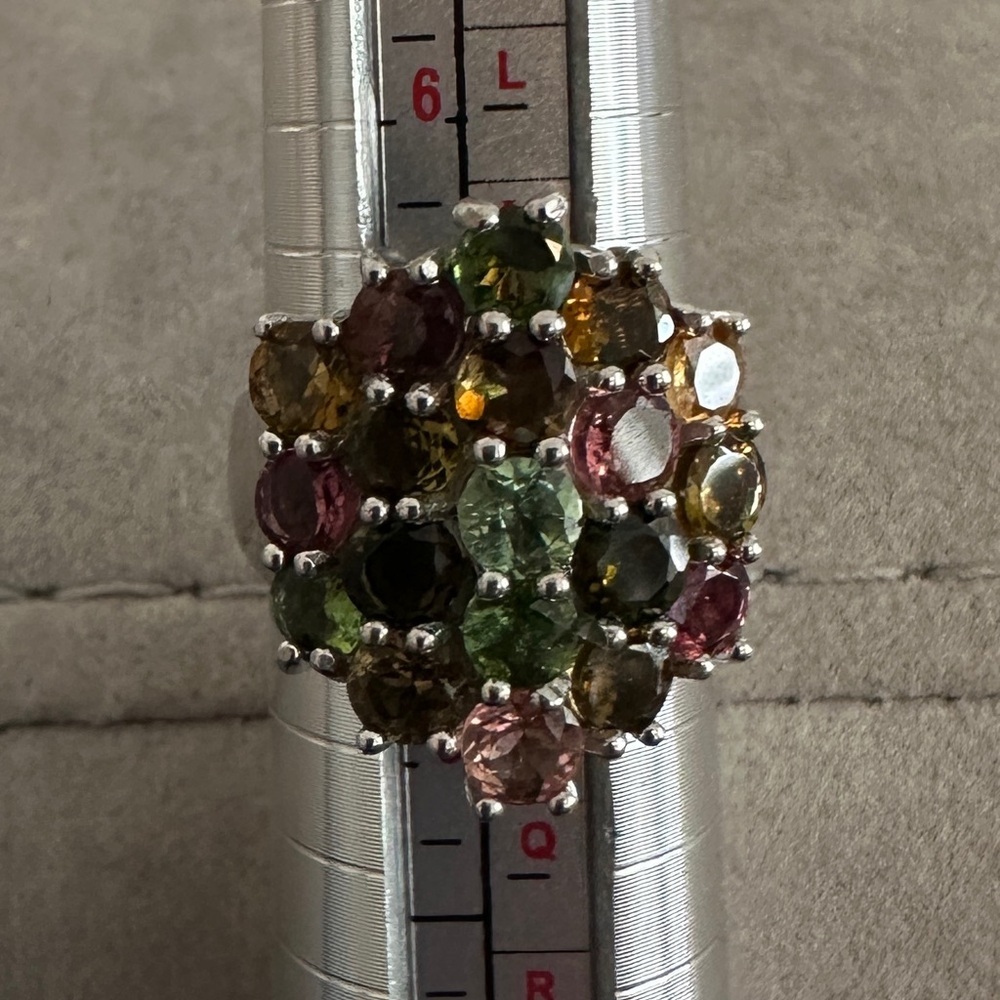 Multicolor Tourmaline Cluster & sterling silver Ring - Picture 11 of 12